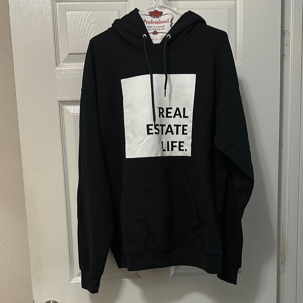 “Real Estate For Life” black hoodie